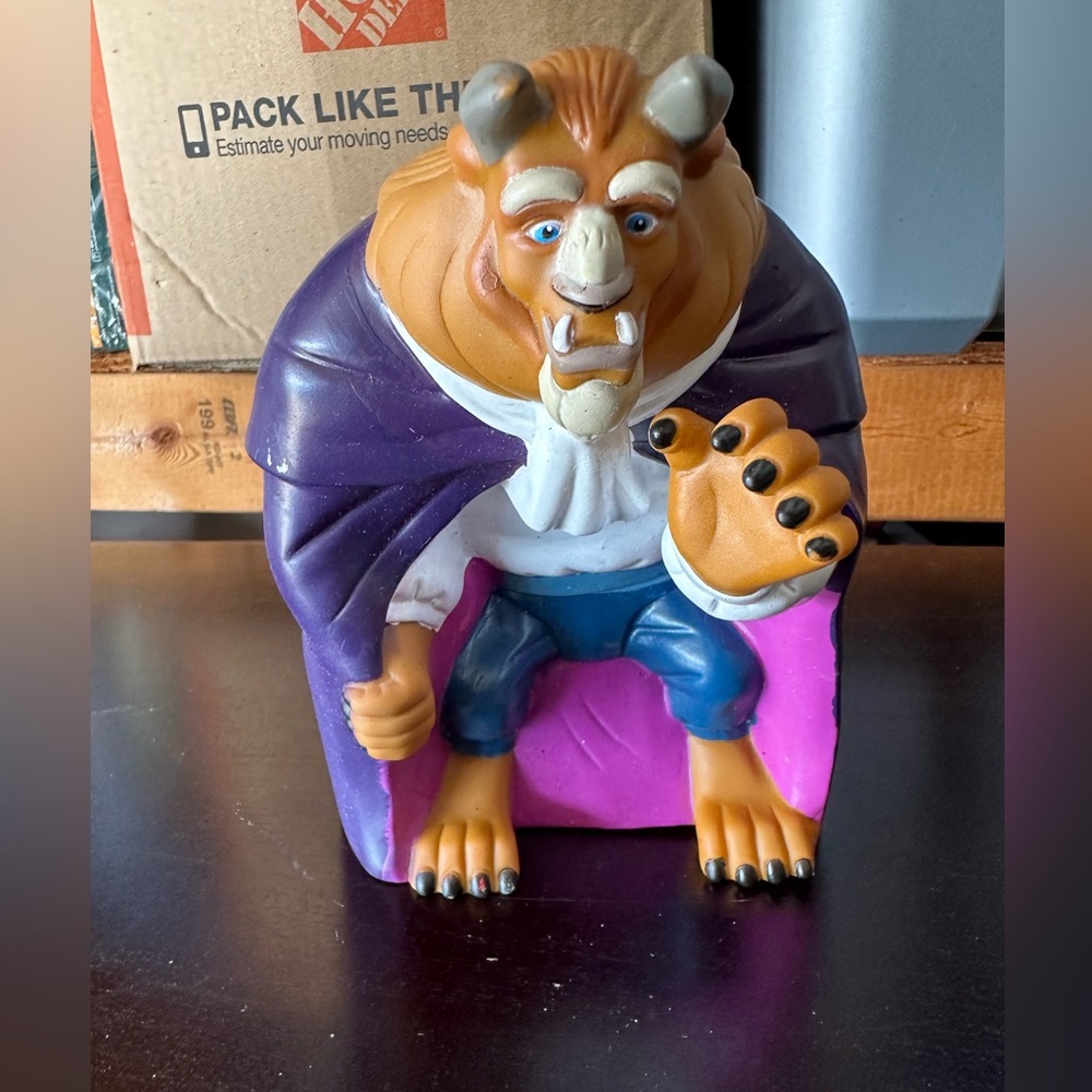 Vintage 1990's Disney Beauty and the Beast Plastic Hand Puppet Figure - Beast